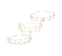 Beaupretty Rhinestone Headbands 3pcs Multi-layer Star Moon Bridal Hair Hoops for Women Crystal Hair Ornaments