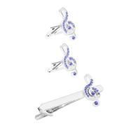 Beaupretty Rhinestone Music Note Cufflinks and Business Tie Clip for Men Stylish Shirt Accessories with Smooth Surface Durable Design for Formal and Office Wear