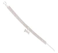 Beaupretty Rhinestone Pet Dog Collar White L Size with Bone Pendant Adjustable Buckle Crystal Necklace for Small to Medium Dogs Training and Daily Wear