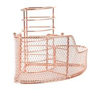 Beaupretty Rose Gold Wrought Iron Desk Pen Holder and Makeup Brush Container, Metal Cosmetic Organizer with Desktop Storage for Skincare Tools and Office Supplies