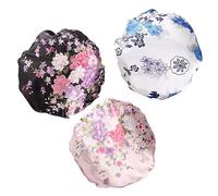 Beaupretty Satin Printed Wide Band Sleeping Cap for Women 3pcs Chemotherapy Hair Loss Bonnet Soft and Comfortable Night Sleep Hat