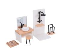 Beaupretty Scale Dollhouse Bathroom Miniature Furniture with Shower Wash Basin Stool Towel Rack and Mini Scale for Realistic Doll Accessories and Creative Play