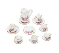 Beaupretty Scale Mini Ceramic Teapot and Teacups Set for Dollhouse Delicate Miniature Ornament Made of High End Sturdy Material for Micro Landscape Decoration and Food Kitchen Play