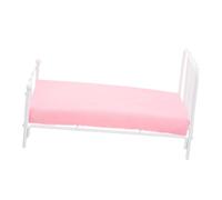 Beaupretty Scale Miniature Doll Bed White Iron Frame with Mattress and Pillow Realistic Dollhouse Furniture for Bedroom Accessories Creative Play and Display