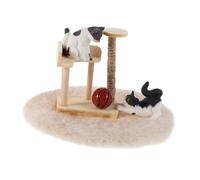 Beaupretty Scale Miniature Dollhouse Cat Tree Playset Realistic Wooden Cat Climbing Structures for Role Play and Dollhouse Accessories