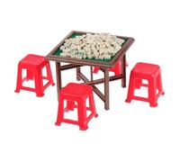 Beaupretty Scale Miniature Mahjong Table and Chairs Easy to Assemble Dollhouse Furniture for Imaginative Play Compatible with Various Dollhouse Styles Practical Mini Table and Chair
