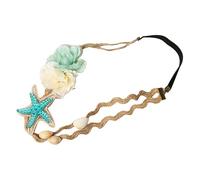 Beaupretty Seashell Pearl Headband for Women Elastic Beach Hair Band Adjustable Elegant Headdress Fashion Hair Accessory for Vacation and Daily Wear