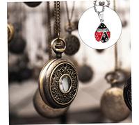 Beaupretty Seven Star Ladybug Pendant Necklace with Square Pearl Titanium Steel Chain Punk Style Dainty Chain Accessory for Women Versatile Neck Decoration for Parties and Everyday Wear