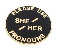 Beaupretty She Her Pronoun Badge Circular Hard Button Brooch Pin Gender Identity Label Stylish Accessory for Women Unique Idea for Self Expression