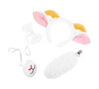 Beaupretty Sheep Horn Headband with Lamb Ears Tail Bowtie Soft Plush Farm Animal Costume Accessories for Women Halloween Cosplay Fancy Dress Party Lightweight Flexible Fit