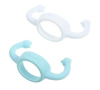 Beaupretty Silicone Baby Bottle Handles for Infant Feeding, Wide Mouth Soft Grip Milk Bottle Handle Set 2pcs White and Blue, Ergonomic Design for Newborns and Toddlers