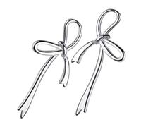 Beaupretty Silver Bowknot Earrings for Women Hollow Lightweight Stylish Jewelry Craftsmanship and Elegant Birthdays and Christmas
