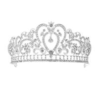 Beaupretty Silver Crystal Queen Crown Tiara for Women, Classic Style | Lightweight Alloy Rhinestone Build, Secure Fit and Gentle Wear, for Pageants and Stage Use