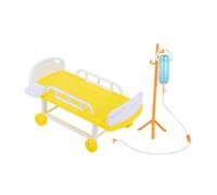 Beaupretty Simulation Infusion Bottle and Medical Bed Set for Realistic Miniature Doctor Role Play Lightweight Hospital Bed Pretend Play for House Decor and Nurse Random Color