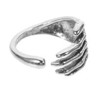 Beaupretty Skull Hand Ring Adjustable Opening Gothic Finger Ring for Women Suitable for Daily Dress and Costume Parties Silver