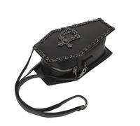 Beaupretty Small Shoulder Bag and Delicate Embossing Gothic Coffin Shaped with Adjustable Chain Strap Black Pu Material Crossbody Purse for Women for Halloween Parties and Daily Outings
