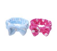 Beaupretty Soft Absorbent Facial Headband Set 2pcs Makeup Headbands with Big Bow Perfect for Women Girls Spa Makeup