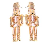 Beaupretty Sparkling Nutcracker Earrings for Women Rhinestone Drop Earrings Christmas Jewelry for Xmas Parties and Years Eve Versatile Festive Accessory