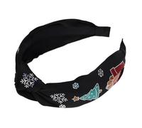 Beaupretty Sparkling Sequin Wide Knot Headband for Women Christmas Hairband with Charming Xmas Pattern Stylish Holiday Hair Accessory for Parties and Festive Events