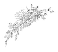 Beaupretty Sparkly Rhinestone Wedding Hair Comb with Faux Pearls Lightweight Bridal Leaf Hairpin for Women and Decorative Hair Ornament for Bridesmaids and Bridal Hairstyles
