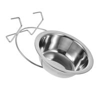 Beaupretty Stainless Steel Bird Food Cup with Hook Medium Hanging Parrot Feeder Bowl Suitable for Birdcages and Outdoor Feeding