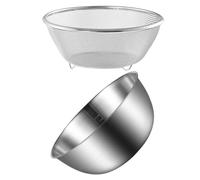 Beaupretty Stainless Steel Colander and Rice Washer Strainer Bowl Set with Nonslip Bottom, 1200ml Capacity, Fine Mesh Basket for Salad Cleaning and Cooking Fruits and Tomatoes