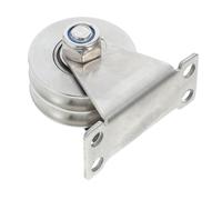 Beaupretty Stainless Steel Double Groove Lifting Pulley Block Small Wire Rope Pulley with U-groove Bearing Wheel for Heavy-duty Smooth Operation and Vibration Reduction