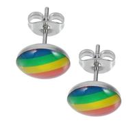 Beaupretty Stainless Steel Rainbow Earrings Pair Lgbt Pride Jewelry Gay Lesbian Ear Studs 2x1cm Unisex Accessory for Daily Wear