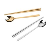 Beaupretty Stainless Steel Spoon and Chopsticks Set Sturdy Korean Cutlery with Handle and Hollow Heat Insulation Design 2 Sets for Daily Use and Having Japanese Sushi