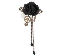 Beaupretty Steampunk Gothic Hair Clip - Punk Barrettes With Flower - Halloween Cosplay Hair Accessories in Black