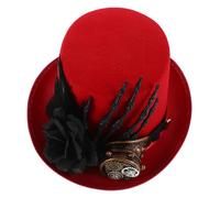 Beaupretty Steampunk Top Hat with Skull Hand and Feathered Rose Gothic Design Breathable Unisex Costume Dress Hat for Halloween Party Cosplay Men and Women Accessory