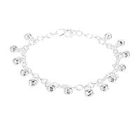 Beaupretty Sterling Silver Anklet Bracelet for Women with Dangling Bell Jingle, Adjustable Link Chain Silver Bracelet for Beachwear and Everyday Jewelry
