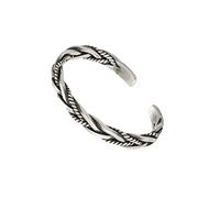 Beaupretty Sterling Silver Twining Bracelet Handmade Thailand Style for Couples Open Cuff Retro Silver Bangle with Unique Braided Design