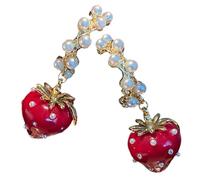 Beaupretty Strawberry Pearl Dangle Earrings Lightweight Statement Jewelry for Women and Unique Charming Design for Various Occasions Eye-catching Fashion Accessory