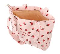 Beaupretty Strawberry Print Tote Bag with Zipper Cute Shoulder Crossbody Tote Bag for Women Summer Makeup and School with Pockets Pink