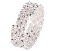 Beaupretty Stretchy Pearl Bangle Bracelet Elastic Four Spiral Wrist Jewelry for Women Bridal Wedding Accessory Elegant Birthdays and Anniversaries
