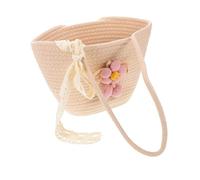 Beaupretty Stylish Bucket Bags for Women Soft Large Woven Shoulder Tote Handbag with Ergonomic Strap for Travel Business Meetings and Daily Use with Floral Ribbon