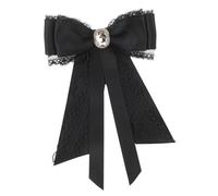 Beaupretty Stylish Lace Bow Tie Brooch Pin for Women Elegant Rhinestone Collar Accessory for Shirts Dresses and Hats Aesthetic Clothing Decoration for Prom and Birthdays