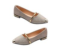 Beaupretty Stylish Pearl Pointed Toe Flat Shoes for Women Comfortable Slip Design for Fashion Office Wear and Casual Outfits Golden