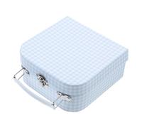 Beaupretty Stylish Plaid Cosmetic Storage Box Small Lightweight Toiletry Organizer for Unisex Portable Gift Chest Blue for Wedding Bridal Shower and Home Use