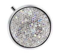 Beaupretty Stylish Rhinestone Mini Pill Organizer with Divided Compartments for Women Portable Medicine Holder and Jewelry Case Dual Purpose Bling Design for Pocket and Purse Storage
