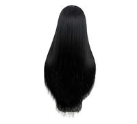 Beaupretty Synthetic Women's Long Middle Part Wig Black Straight Hair Wig Lace Front for Halloween Club Events