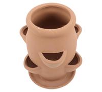 Beaupretty Terracotta Ceramic Planter Pot 6-pocket Tower Shape Stylish Decorative Succulent Pots for Indoor Plants Portable Suitable Environment for Orchids and Small Flowers