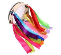 Beaupretty Thick Streamer Hand Tambourine Drum for Stage Performance Educational Music Instrument for Parties and Events for Adults and Beginners Ribbon Design
