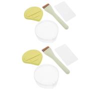 Beaupretty Thin Angled Flat Foundation Brush Set with Mixing Palette and White Powder Puff Box, 2 Sets Facial Blending Tools for Liquid Cream Powder Makeup Application