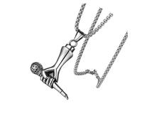 Beaupretty Titanium Steel Men S Necklace with Mini Handheld Microphone Pendant Creative Clavicle Chain Delicate Neck Decor for Party and Casual Wear Polished Finish