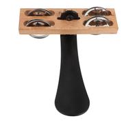 Beaupretty Traditional Double Row Tambourine with Foot Pedal, Small Double Jingles Percussion Instrument for Folk Music, Party, and Concert Performances