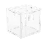 Beaupretty Transparent Acrylic Reptile Feeding Box with Enhanced Security for Small Reptile Terrarium and Spider Breeding Habitat Portable Clear Breeding Case for Bearded Dragon Lizard Frog