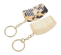 Beaupretty Travel Wide Tooth Mini Comb Keychain 2pcs Acetate Portable Detangling Pocket Combs for Hair Types with Keyring Accessory Random Color