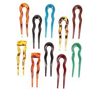 Beaupretty U Shaped Hair Pins Forks 10pcs Leopard Print Heart-Shaped Multicolour Acetate Board Resin French Style Chignon Hairpin Hair Accessories for Women Girls Decorative Gift